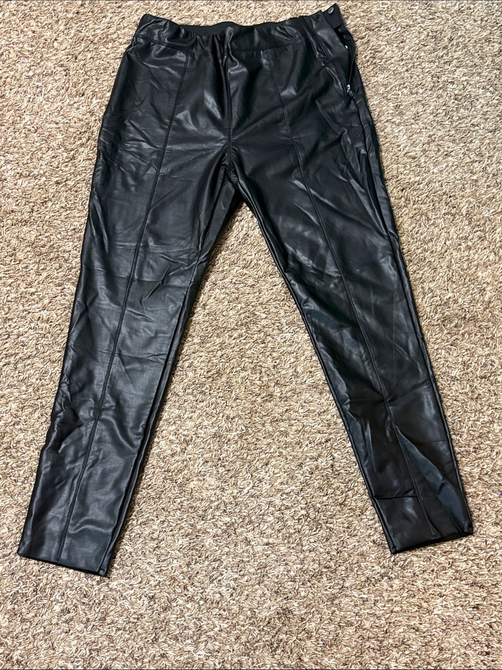 Black Faux Leather Skinny Pants - Women